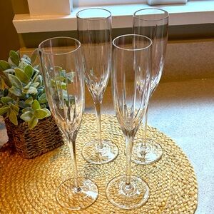 (4) Lenox Millennium Fluted Champagne Glasses - Starfire